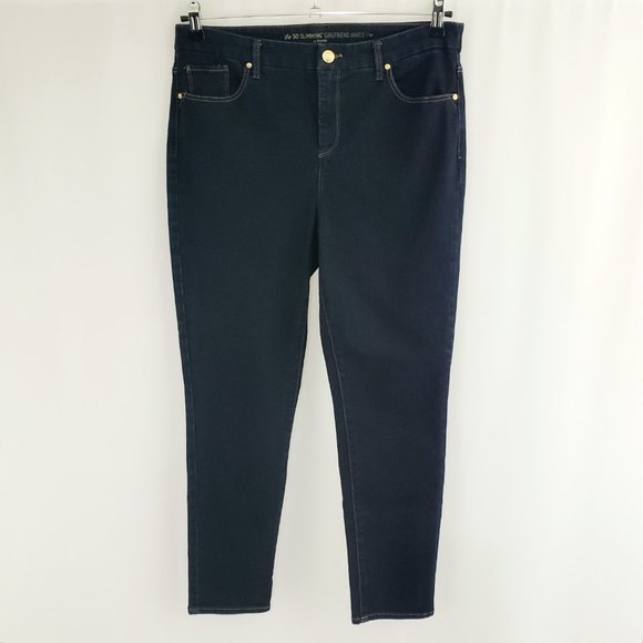 Chicos So Slimming Girlfriend Ankle Jean Size 10 MEDIUM Dark Blue 27.5" Inseam - Picture 4 of 8
